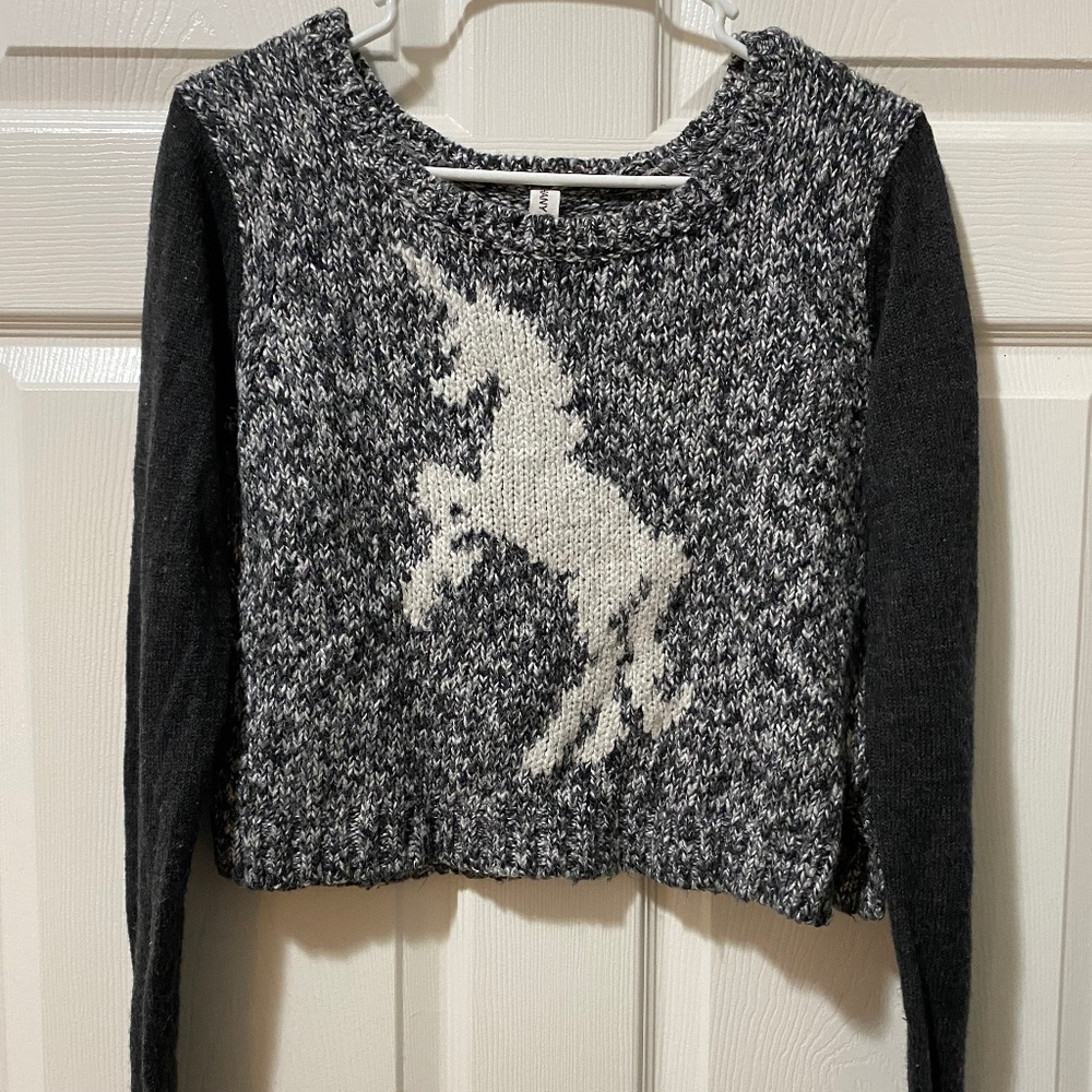 Aeropostale Cropped unicorn sweater
